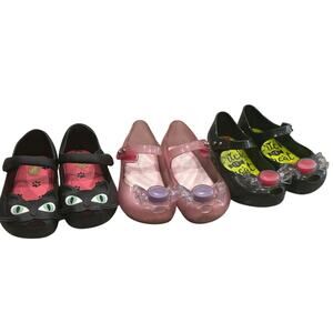 Mini Melissa 7C Shoes Bundle Trick or Treat Pink Black Cat Mary Jane HTF VGUC